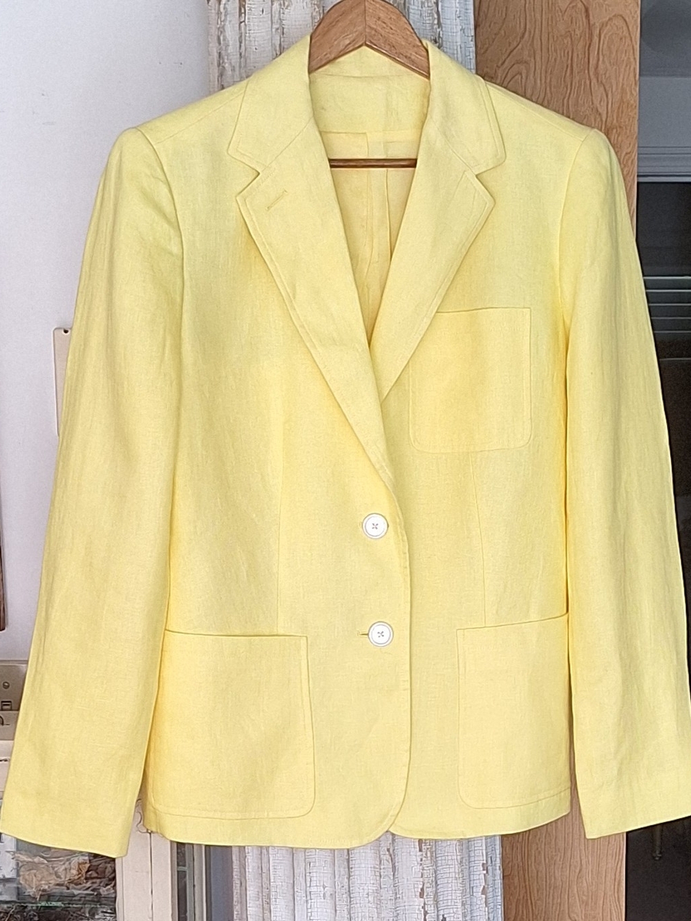 Ralph Lauren LINEN bright YELLOW Blazer Jacket, coat, LINED, RL BUTTONS